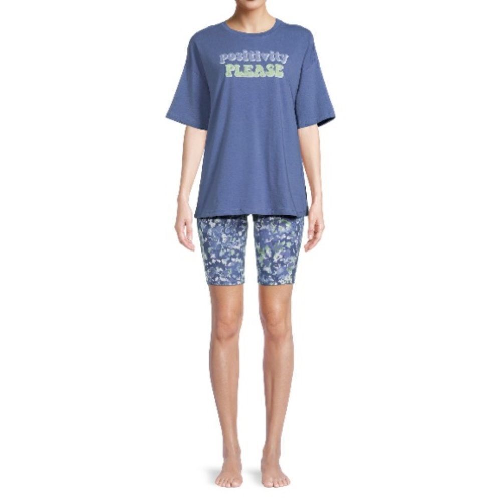 Women's Plus Short Sleeve T-shirt Top & Lounge Bike Short set, 2-Piece  Size XS